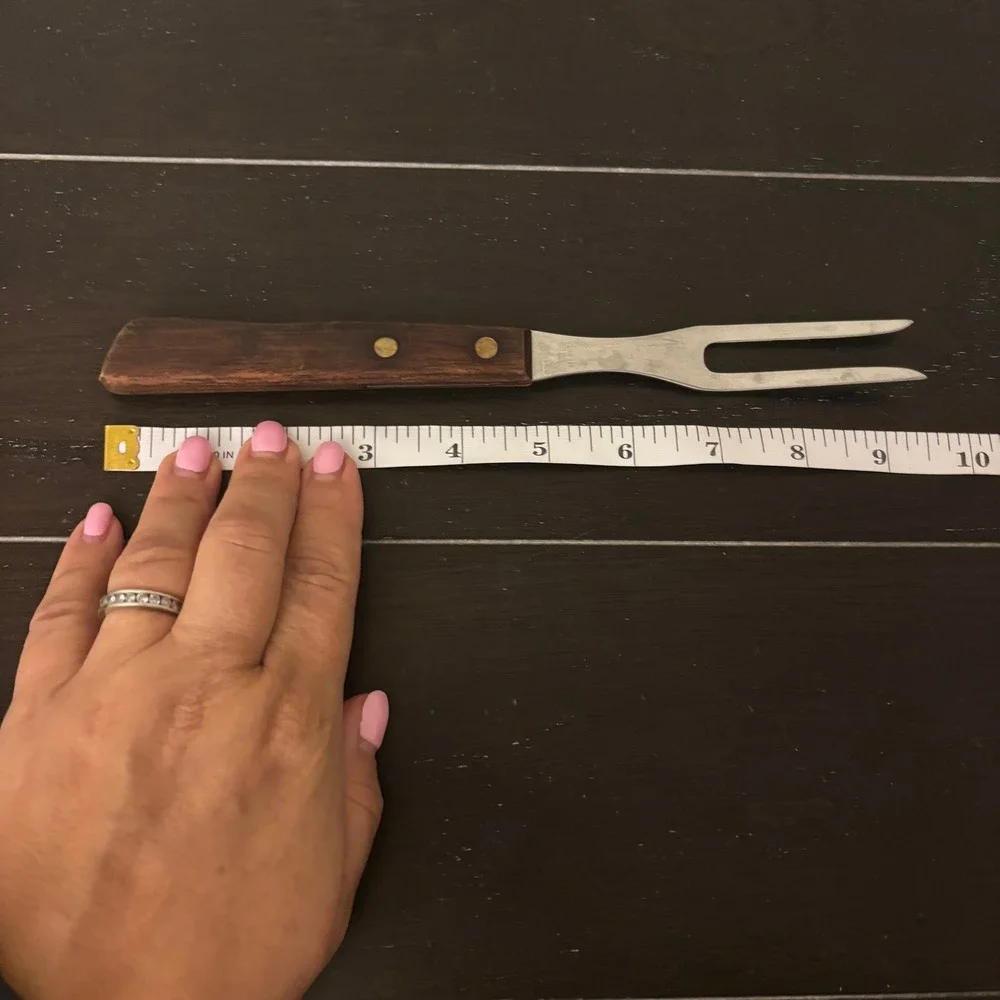 Vintage | Stainless Steel | 2 Tine Meat‎ Carving Fork Wood Handle | Japan 9.25